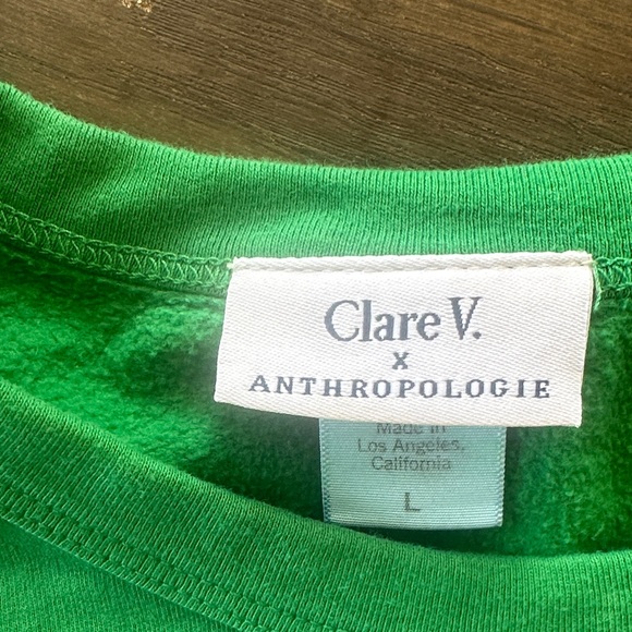 Clare V. Oui Bright Green Crewneck Sweatshirt - Picture 2 of 4
